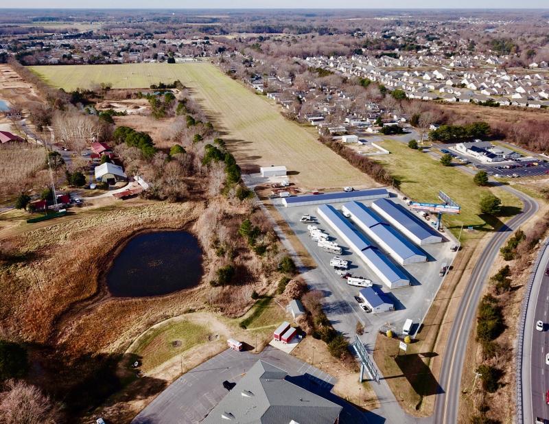 The proposed Vintners Reserve property is the 61-acre L-shaped parcel near AAA Storage, Whispering Pines, Lewes Fire Department Station 2 and Nassau Valley Vineyards with access from Janice Road. NICK ROTH PHOTO